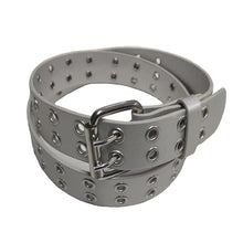 Load image into Gallery viewer, Women's Punk Style Fashion Belt Women Adjustable Black Double Eyelet Buttonhole Leather Waistbelt Personality Jeans Belt