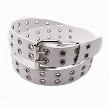 Load image into Gallery viewer, Women's Punk Style Fashion Belt Women Adjustable Black Double Eyelet Buttonhole Leather Waistbelt Personality Jeans Belt
