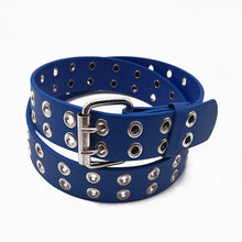 Load image into Gallery viewer, Women's Punk Style Fashion Belt Women Adjustable Black Double Eyelet Buttonhole Leather Waistbelt Personality Jeans Belt
