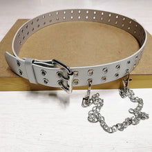 Load image into Gallery viewer, Women's Punk Style Fashion Belt Women Adjustable Black Double Eyelet Buttonhole Leather Waistbelt Personality Jeans Belt
