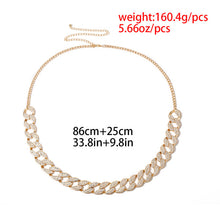Load image into Gallery viewer, 2020 fashion gold chain belt women waist metal belts for women luxury strass inlaid ketting riem punk cinturon mujer rock hiphop
